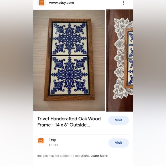 VINTAGE WOOD & TILE TRIVET SET-MADE in MEXICO - Picture 15 of 16